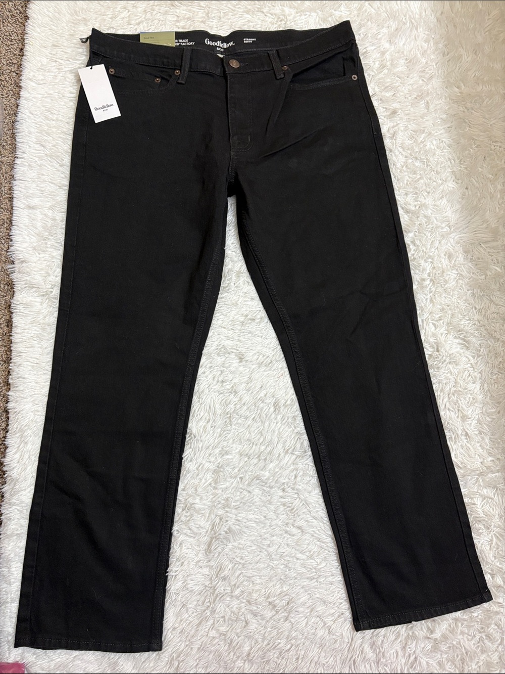 NWT Goodfellow & Co Men’s Benjamin Black Straight Total Flex Jeans Size 38X30